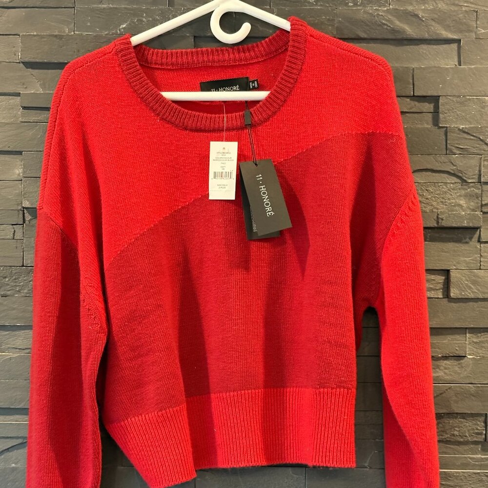 11 Honoré Alexis Red Crop Sweater- New with Tags- 2 Plus